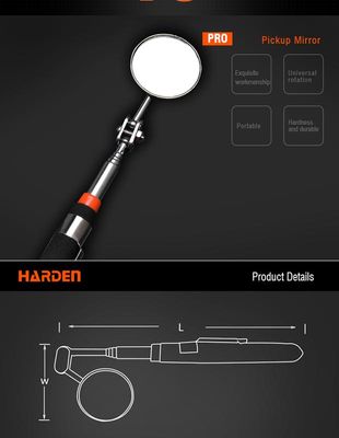 HARDEN Inspection Mirror 175- 490mm, Telescopic Shaft, Hardness Durable Professional Universal Rotation Mini Pickup Mirror; 660248_img_6