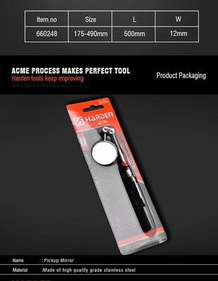HARDEN Inspection Mirror 175- 490mm, Telescopic Shaft, Hardness Durable Professional Universal Rotation Mini Pickup Mirror; 660248_img_7