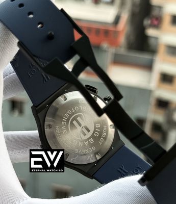 HUBLOT SPIDER BLUE SILICON BELT BLUE DIAL BLACK CASE_img_1