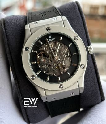 HUBLOT AUTOMATIC VELVET BELT SILVER CASE BLACK DIAL_img_5