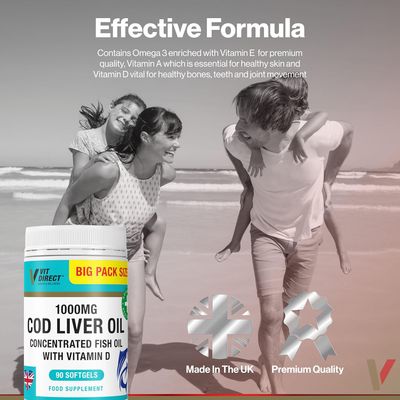 Cod Liver Oil with Vitamin D 90 Soft Gel Capsules - Made in UK_img_1