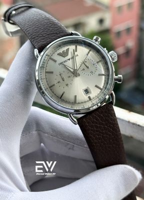 ARMANI OVAL GLASS BROWN BELT WHITE  DIAL SILVER CASE_img_0
