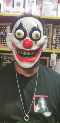 LED  New Halloween Mask Scary Red Nosed Clown Mask with Funny Terrifying Gripping Electric Saw Murderer Mask_img_1