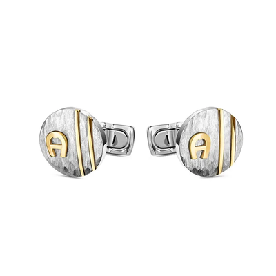 Aigner Lupo Steel & Gold Swiss Grade Men's Fashion Cufflinks- ARAGC2150410