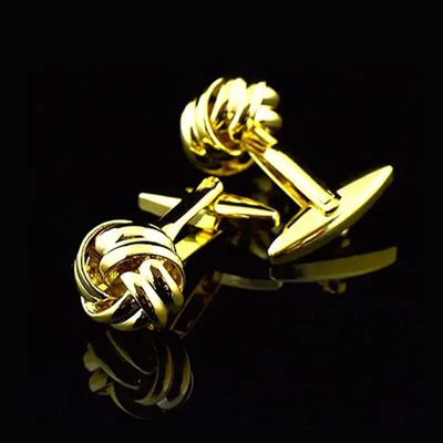 Knot Design Twist Mechanism Gold-tone Men's Fashion Cufflinks_img_0