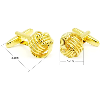 Knot Design Twist Mechanism Gold-tone Men's Fashion Cufflinks_img_6