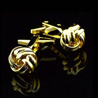 Knot Design Twist Mechanism Gold-tone Men's Fashion Cufflinks_img_7