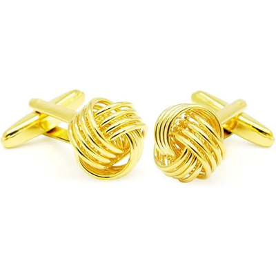 Knot Design Twist Mechanism Gold-tone Men's Fashion Cufflinks_img_8