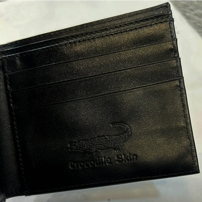 Luxury Alligator Crocodile Viet Black Leather Bifold Men's Wallet_img_2