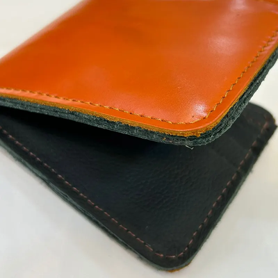Classic Orange Leather Bifold Imported Dust pouch Wallet_img_1