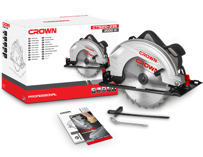 CROWN Professional Circular Saw, 2000W, 235mm, 45/90°, 60/85mm; Model: CT15210 - 235_img_0