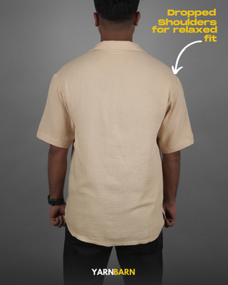 Dropped Shoulder Sahara Beige Cuban/Havana Shirt_img_6