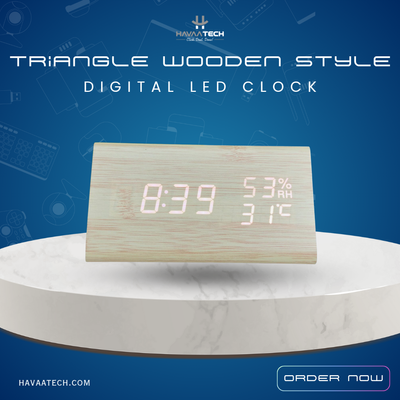 Triangle Wooden Style Digital LED Clock-Light_img_0