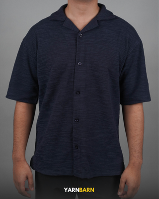 Dropped Shoulder Midnight Navy Cuban/Havana Shirt_img_3