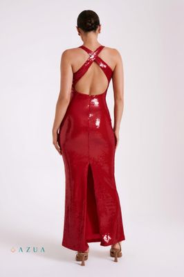 Rose Sequin Maxi Dress - Red_img_2