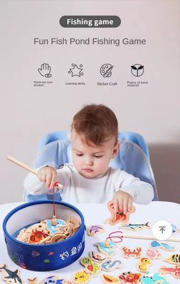 Baby Wooden Magnetic Fishing Games for Educational Toys Sets (31 pcs Fish and 2 Rod)_img_2
