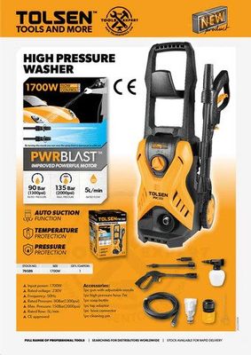 TOLSEN 1700W High Pressure Washer, 135Bar (2000psi), Car Washer, Bike Washer; Model 79589_img_1