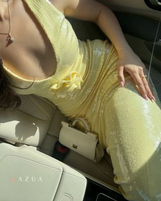 Rose Sequin Maxi Dress - Lemon Yellow_img_2