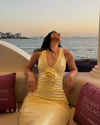 Rose Sequin Maxi Dress - Lemon Yellow_img_3