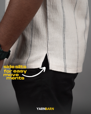 Dropped Shoulder Americano Black Striped Cuban/Havana Shirt_img_4