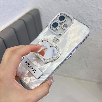 Pearl Crown Mirror With Full-Coverage Lens Membrane & Silk-Like Fabric Phone Case_img_1