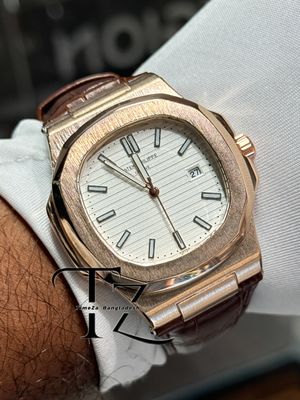 PATEK NAUTILUS RG CASE WHITE DIAL BROWN BELT_img_6
