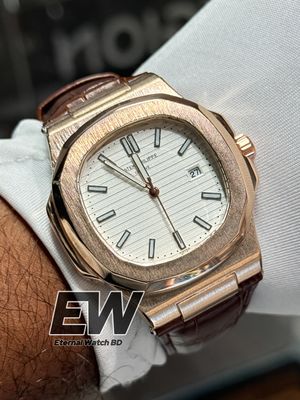 PATEK NAUTILUS RG CASE WHITE DIAL BROWN BELT_img_7