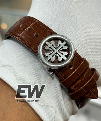 PATEK AUTOMATIC SKELETON WHITE DIAL BROWN BELT SILVER CASE_img_5