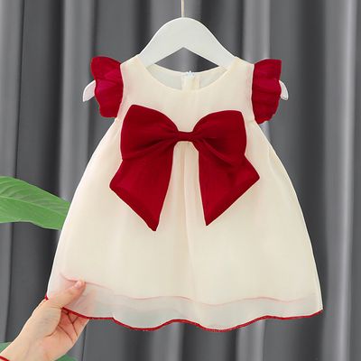 Baby Girl Ruffle Sleeve Big Bow Summer Party Dress (6 Months – 3 Years)_img_2