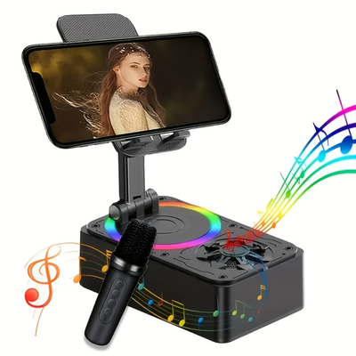 K98 Rotating Foldable Phone Stand with Bluetooth Speaker | 360° Sound & Universal Desk Holder_img_0
