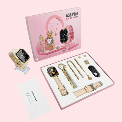 A58 Plus Smart Watch with Jewelry Set for Women – 2.02" Big Screen, Bluetooth Calling, 8-in-1 Luxury Gift Set_img_0
