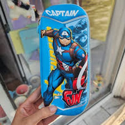 Kids Captain America Pencil Box – Premium Zipper Pen Case (Blue)_img_1