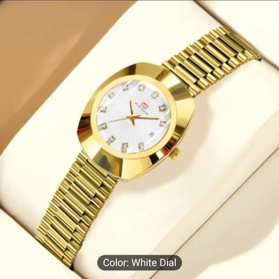 1pc Elegant Women'S Quartz Watch with Golden Tone Case & Stainless Steel Band - Oval Face, Black Dial, Date Display, Luxurious Design for Formal & Casual Attire, Formal Attire Accessory | Elegant Watch Design | Quartz Movement Watch, Ladies Watch 25_img_0