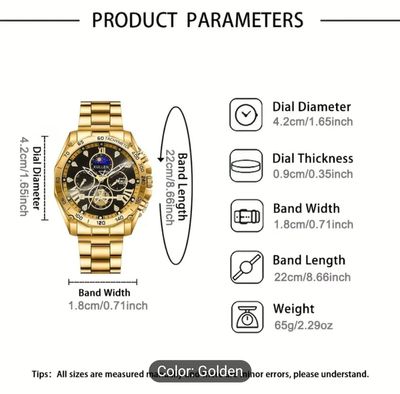 New Men's Business Casual Date Round Quartz Watch Best Choice for Valentine's Day, Easter, Halloween, Ramadan, Birthday, New Year and Christmas Gifts_img_3