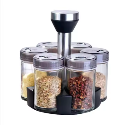 DS2135 6-Jar Seasoning Organizer Holder Rotation Shelf Tower Revolving Spice Spice Organizer With 6 Spice Jars_img_0
