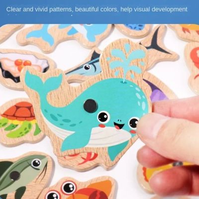 Baby Wooden Magnetic Fishing Games for Educational Toys Sets (31 pcs Fish and 2 Rod)_img_6