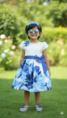 Kids Girls Fashionable Rainstone Bow Party Dress_img_1