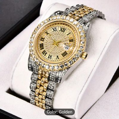 Hip Hop Iced Out Men'S Rhinestone Watch Diamond Analog Quartz Watch_img_1