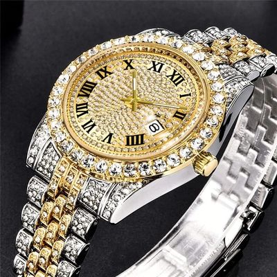 Hip Hop Iced Out Men'S Rhinestone Watch Diamond Analog Quartz Watch_img_0