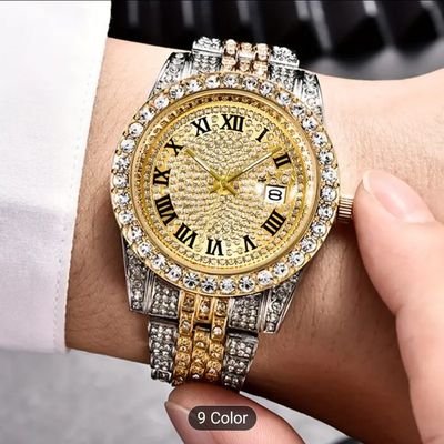 Hip Hop Iced Out Men'S Rhinestone Watch Diamond Analog Quartz Watch_img_2