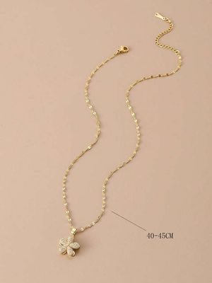 Rotatable Five-Petal Flower Gold Plated Women's Necklace (With gift box)_img_2