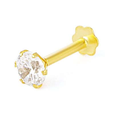 Diamond Cut Radium Zirconia Stone Nose Pin One Stone 18mm (With gift box)_img_0