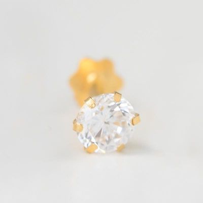 Diamond Cut Radium Zirconia Stone Nose Pin One Stone 18mm (With gift box)_img_1