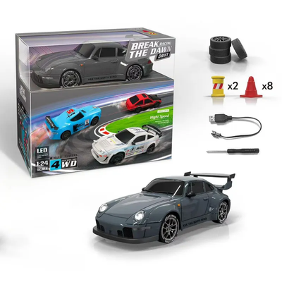 Porsche 993 911 RWB 4WD RC Drift Car With Tires & Traffic Cones_img_4