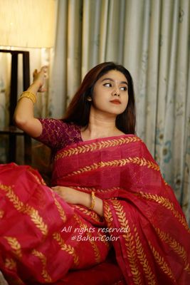 Block Print Sharee with Blouse Piece_img_1