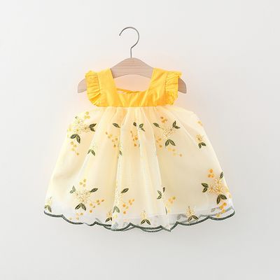 Baby Girls Ruffle Sleeve Floral Embroidered Summer Princess Dress (6 Months to 3 Years)_img_1