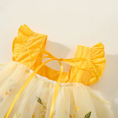Baby Girls Ruffle Sleeve Floral Embroidered Summer Princess Dress (6 Months to 3 Years)_img_3