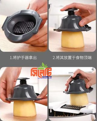 Multifunction 9 In 1 Vegetable Cutter with Drain Basket Magic Rotate Portable Slicer Chopper Grater Kitchen Tool_img_4