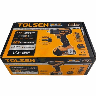 TOLSEN 20V Li-ion Brushless Cordless Impact Wrench with Battery and Charger (Industrial); Model 87258_img_2