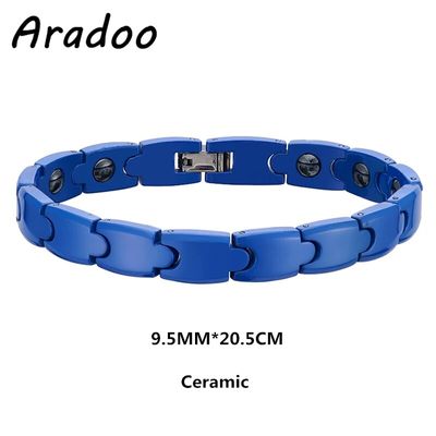 Men\'s Ceramic Bracelet High-tech Blue Ceramic Bracelet with Hematites and Magnets Inlay China Manufacturer_img_0